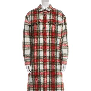All Saints Tartan Plaid Print Coat